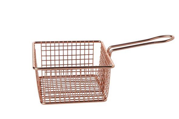 Panier frites carré cuivre plaqué 14x14xH7,5cm